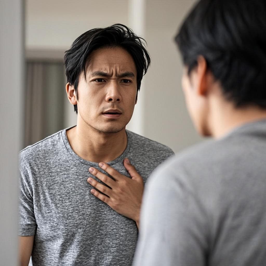 Man dealing with gynecomastia challenges